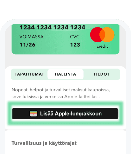 Liitä luottokorttisi Google Pay- tai Apple Pay -sovellukseen