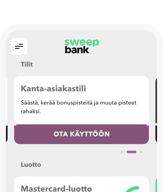 Ota käyttöön SweepBankin kanta-asiakastili